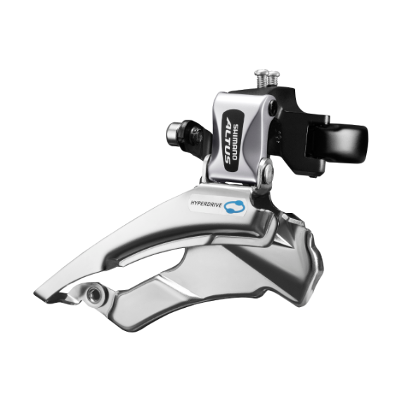 Srebrna przerzutka przednia Shimano Altus FD-M313 3x7/8rz z obejmą i dolnym ciągiem