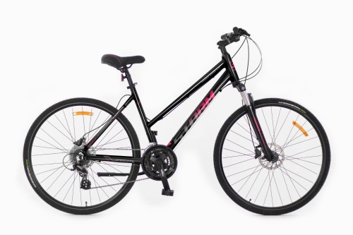 Damski rower crossowy STORM Cross Aero Lady 4.0 czarno-różowy z blokadą amortyzatora i przerzutką Shimano Acera