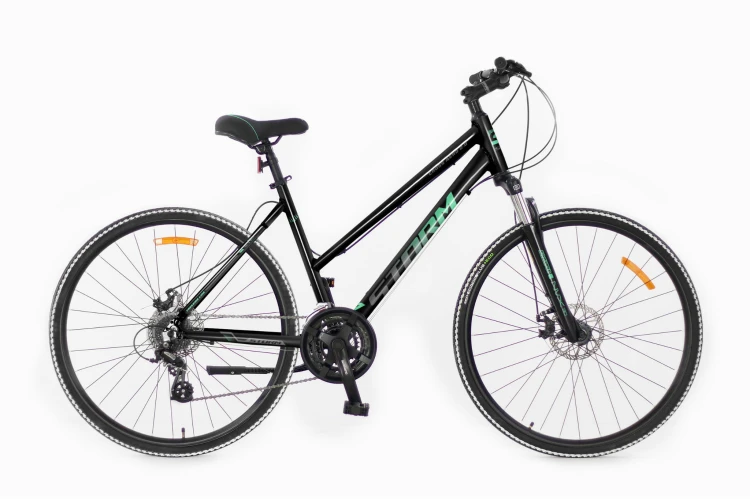 Damski rower crossowy STORM Cross Aero Lady 2.0 czarno-miętowy na kołach 28 cali z hamulcami tarczowymi hydraulicznymi