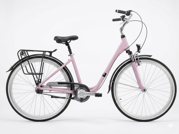 Wrzosowy rower miejski STORM Paris 3S AMT z bardzo niskim przekrokiem ramy i amortyzowanym widelcem