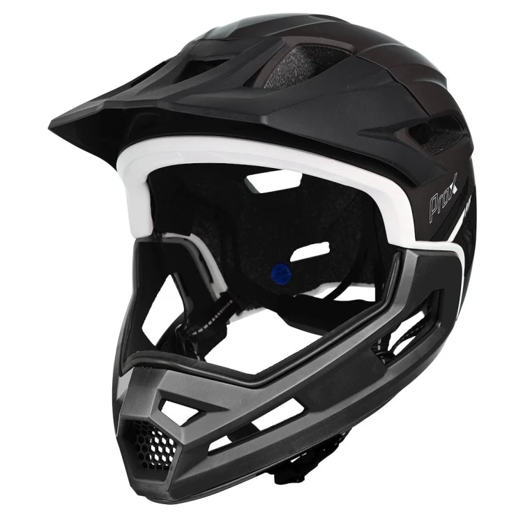 Kask MTB ProX Cage II w barwach tytanowo-czarnych ujęcie z profilu prezentujące matowe wykończenie