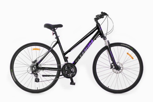 Damski rower crossowy STORM Cross Aero Lady 5.0 czarno-fioletowy z osprzętem Shimano Alivio i hydraulicznymi hamulcami