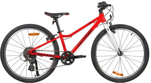 Lekki rower dziecięcy Corratec BOW UL 24 cale czerwony o wadze 8,5 kg z osprzętem Shimano Altus