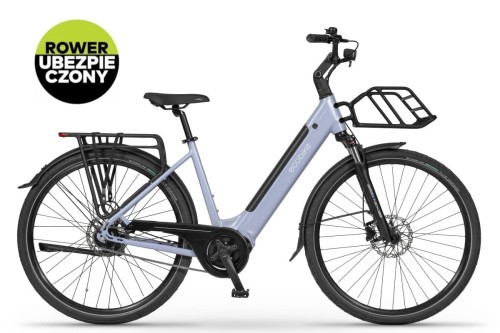 Miejski rower elektryczny Ecobike LX 100 Automatic Pearl z przednim koszykiem i ubezpieczeniem w cenie