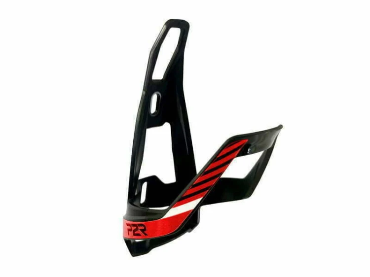 Lekki nylonowy koszyk bidonu P2R HUGG czarno-czerwony w wysokim połysku