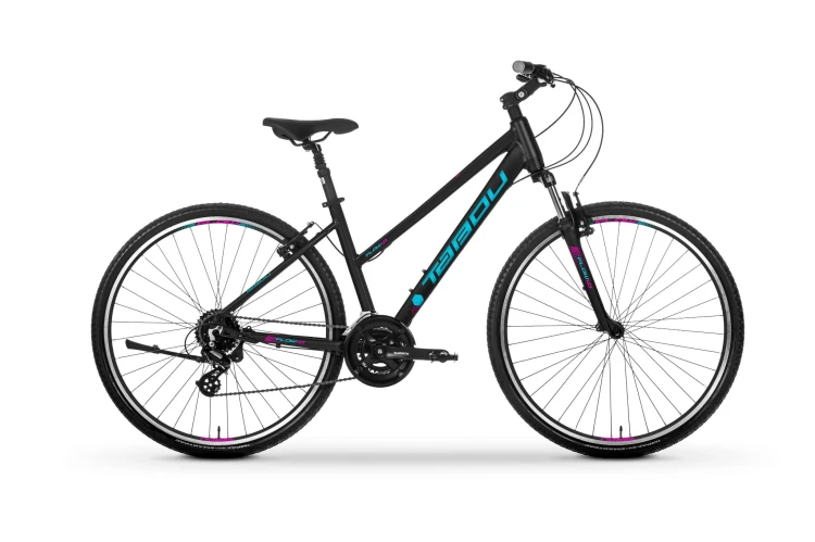 Rower crossowy damski Tabou Flow 1.0 W czarno-różowy