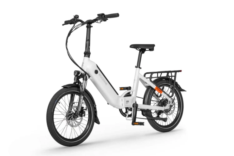 Ecobike Rhino Arctic White widok z lewej strony na zintegrowaną ramę i silnik w piaście