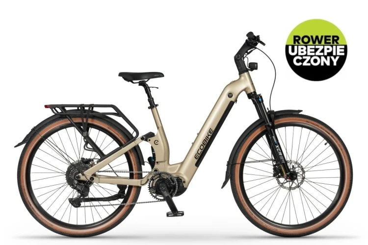 Rower elektryczny z pełnym zawieszeniem Ecobike Flex z rocznym ubezpieczeniem w cenie