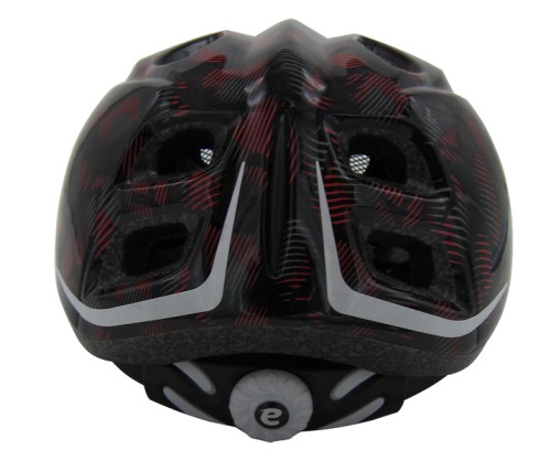 Kask EXTEND Buffy black XS/S (48-52cm) – widok od tyłu z pokrętłem regulacji i odblaskami