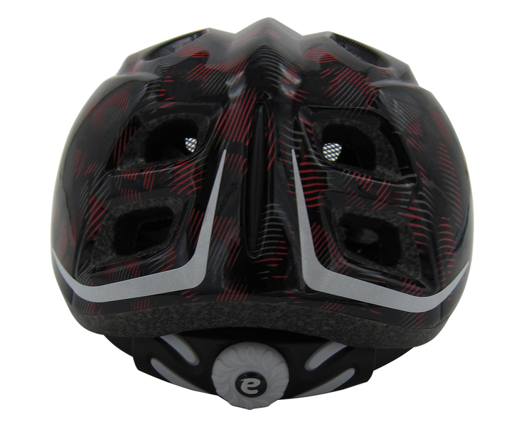 Kask EXTEND Buffy black XS/S (48-52cm) – widok od tyłu z pokrętłem regulacji i odblaskami
