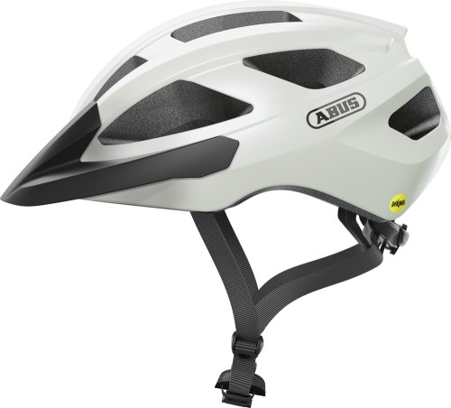 Kask Abus Macator MIPS pearl white L – widok z przodu i z boku