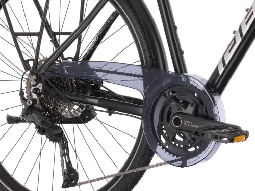 Rower trekkingowy TABOU Kinetic 6 czarny – napęd, przerzutka i mechanizm korbowy