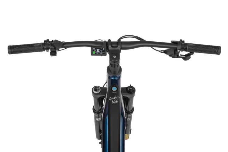 Rower elektryczny ECOBIKE RX500 960Wh 21" niebieski – kokpit, kierownica i wyświetlacz LCD
