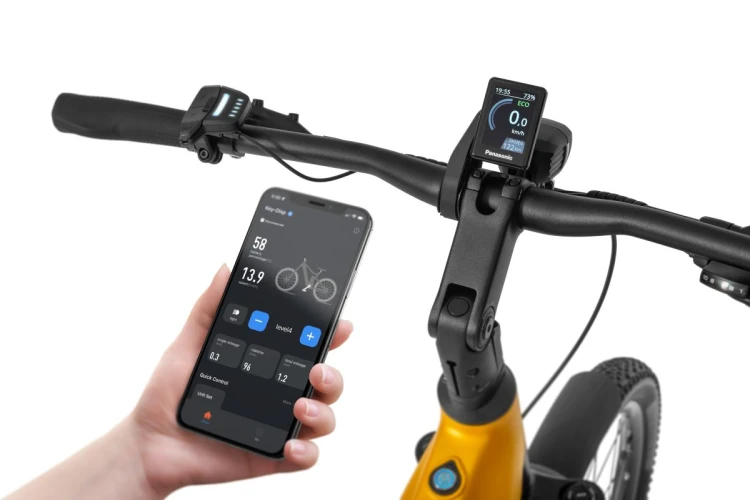 Rower elektryczny ECOBIKE Expedition SUV 1080Wh żółty – kokpit, kierownica i wyświetlacz LCD