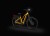 Rower elektryczny ECOBIKE Expedition SUV 1080Wh żółty z włączonym oświetleniem LED – widok nocny przód