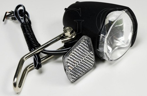 Lampka przód JY-7070 dynamo, czujnik zmierzchu – obudowa i soczewka LED