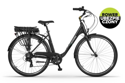 Rower elektryczny miejski ECOBIKE Basic black AXA – profil boczny