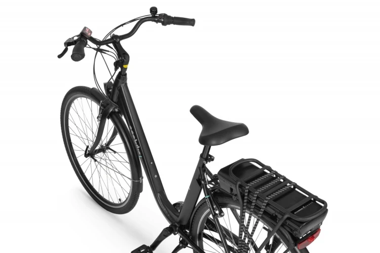 Rower elektryczny miejski ECOBIKE Basic black AXA – kokpit, kierownica i wyświetlacz LCD