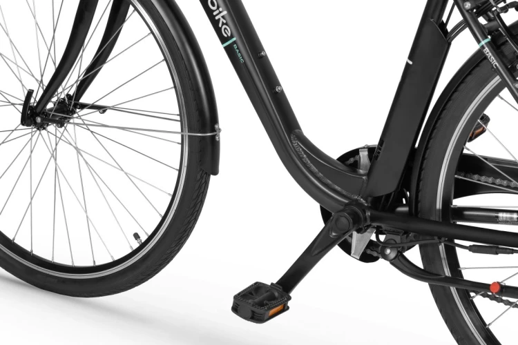 Rower elektryczny miejski ECOBIKE Basic black AXA – bagażnik, błotnik i siodełko
