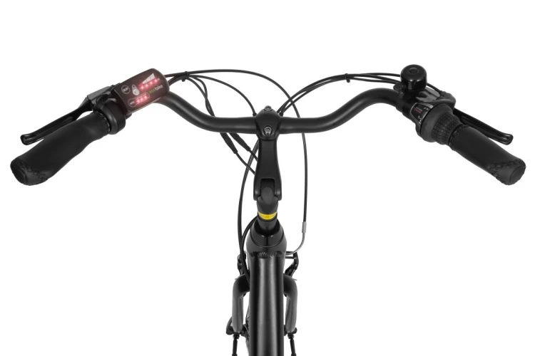 Rower elektryczny miejski ECOBIKE Basic black AXA – amortyzator przedni, koło i zintegrowana bateria w ramie