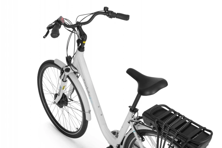 Rower elektryczny miejski ECOBIKE Basic Nexus – kierownica i wyświetlacz z perspektywy rowerzysty