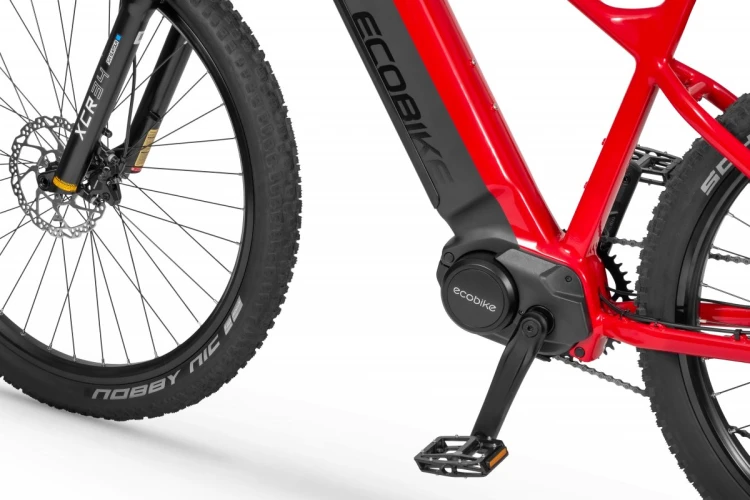 Rower elektryczny ECOBIKE RX500 960Wh 19" czarny – centralny silnik elektryczny i mechanizm korbowy