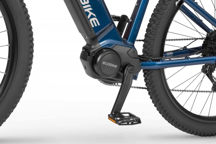 Rower elektryczny ECOBIKE RX500 960Wh 21" niebieski – silnik elektryczny Ecobike widok z lewej strony