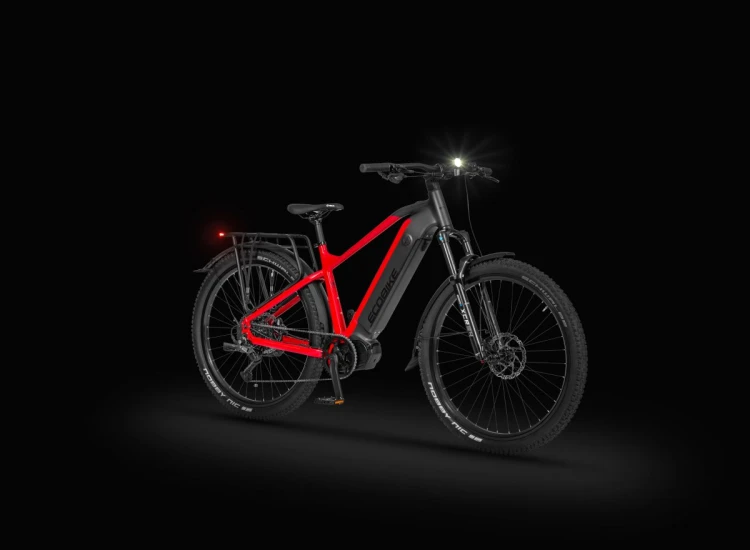 Rower elektryczny ECOBIKE RX500 21" SUV czarny z oświetleniem LED – widok nocny tył