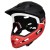 Kask PROX Cage II FullFace czerwono-czarny M – widok od tyłu z pokrętłem regulacji i odblaskami