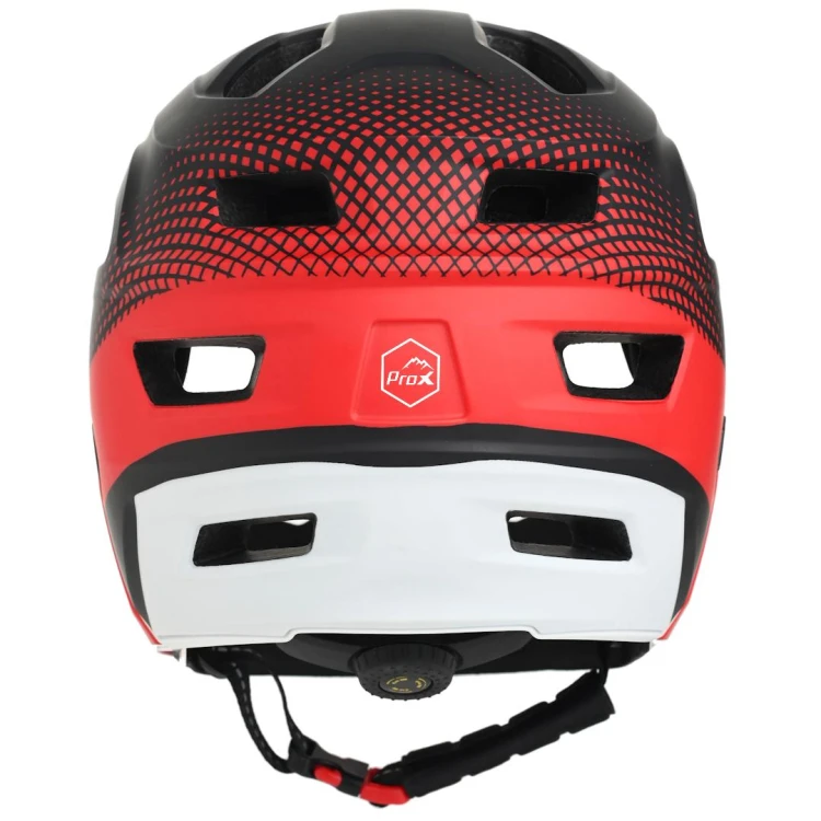 Kask PROX Cage II FullFace czerwono-czarny M – zapięcie magnetyczne pod brodą i system dopasowania