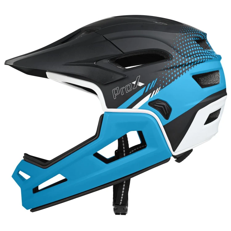 Kask PROX Cage II FullFace niebiesko-czarny M – widok z przodu i z boku