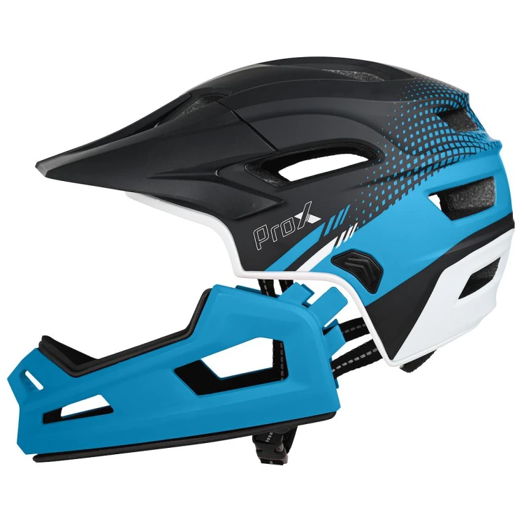 Kask PROX Cage II FullFace niebiesko-czarny M – wnętrze kasku, wkładki antybakteryjne i paski mocujące