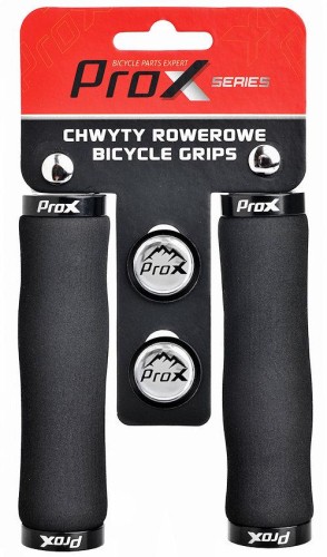 Chwyty kierownicy PROX GP-58 czarne 135mm skręcane – widok od tyłu lub spodu z elementami montażowymi
