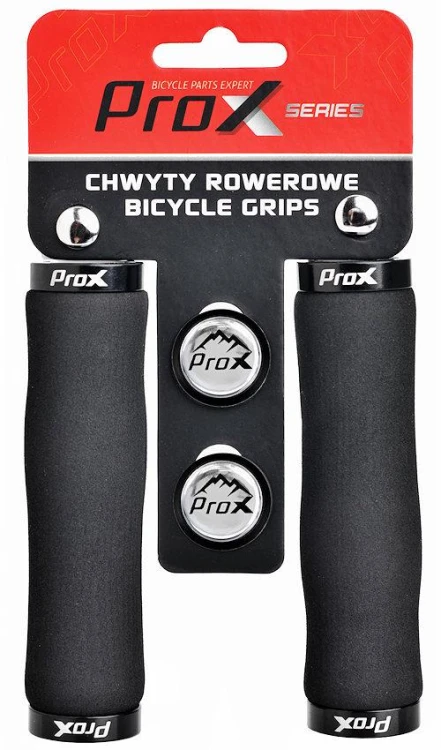 Chwyty kierownicy PROX GP-58 czarne 135mm skręcane – widok od tyłu lub spodu z elementami montażowymi