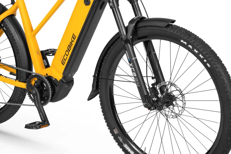 Rower ECOBIKE Expedition SUV 17" 1080Wh żółty – kokpit, kierownica i wyświetlacz LCD