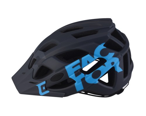 Kask EXTEND Factor dark grey-sky blue S/M(55-58cm) – rzut z perspektywy przedniej z wentylacją