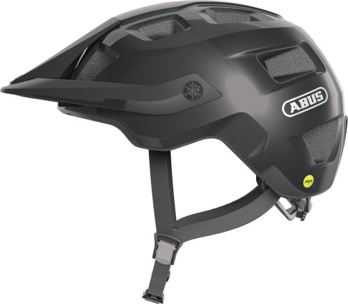 Kask Abus MOTRIP MIPS shiny black M – widok profilowy z boku kasku rowerowego