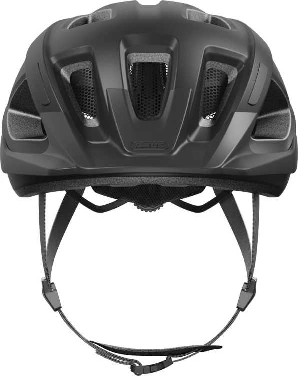 Kask Abus Aduro 3.0 velvet black S - widok frontalny z kanałami powietrznymi i siatką przeciw owadom