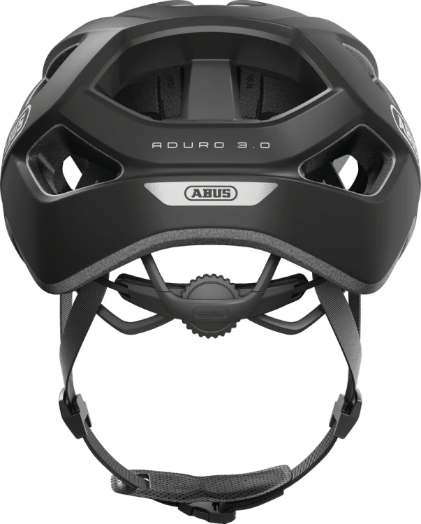 Kask Abus Aduro 3.0 velvet black S - widok bezpośrednio od tyłu z wylotami powietrza i pokrętłem