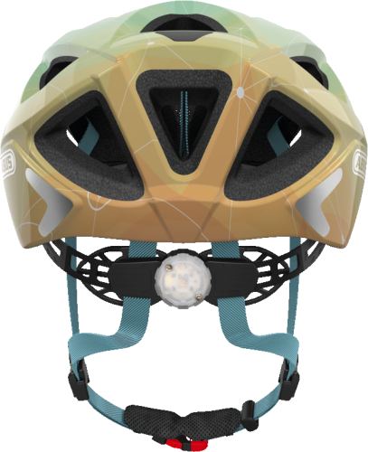 Kask Abus Aduro 2.0 blue art (niebieski gradient) - widok z przodu z otworami wentylacyjnymi i siatką na owady
