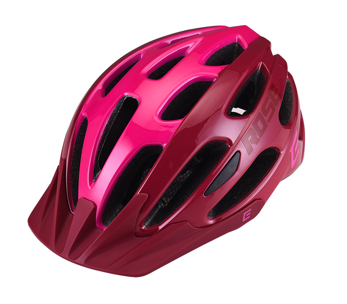 Kask EXTEND Rose bordou - lady pink M/L (czerwony) - widok profilowy z boku kasku rowerowego