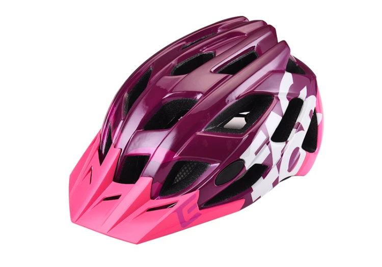 Kask EXTEND Factor bordo-grey M/L (różowy) - widok profilowy z boku kasku rowerowego