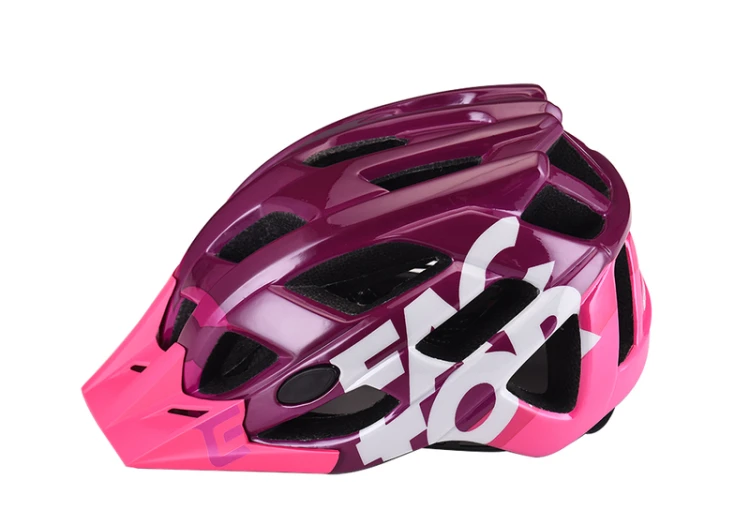 Kask EXTEND Factor bordo-grey M/L (różowy) - ujÄ™cie 3/4 z przodu z daszkiem ochronnym i paskami
