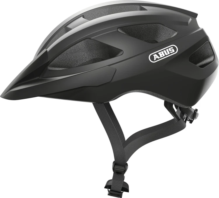 Kask Abus Macator matt black (czarny mat) - widok profilowy kasku rowerowego