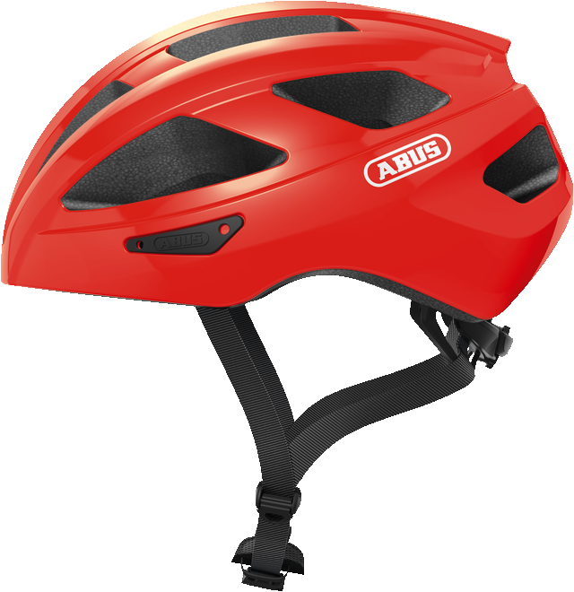 Kask Abus Macator shrimp orange (pomarańczowy) - widok od tyłu z pokrętłem regulacyjnym