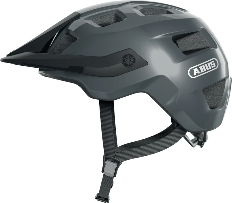 Kask Abus MOTRIP concrete grey (szary) - widok profilowy kasku rowerowego