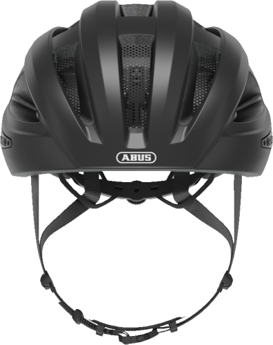 Kask Abus Macator titan (szary) - rzut z perspektywy przedniej z wentylacją