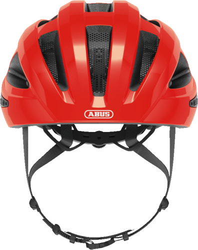 Kask Abus Macator shrimp orange (pomarańczowy) - widok profilowy z boku kasku rowerowego