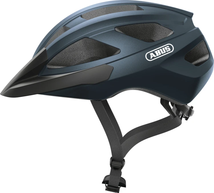 Kask Abus Macator midnight blue (ciemnoniebieski) - widok profilowy kasku rowerowego