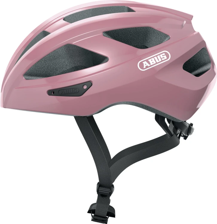 Kask Abus Macator shiny rose (różowy) - widok profilowy z boku kasku rowerowego